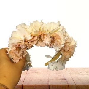 Peach and White Floral Headband